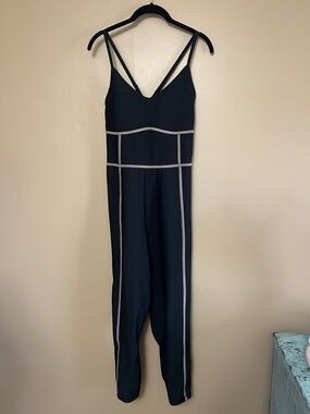 NWT Abercrombie & Fitch Black Jumpsuit with Light Contrast Piping